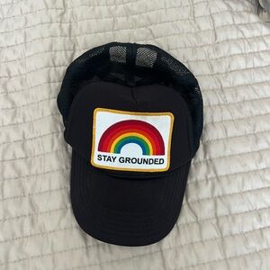 Aviator Nation Black Trucked Hat Rainbow Detail/Patch